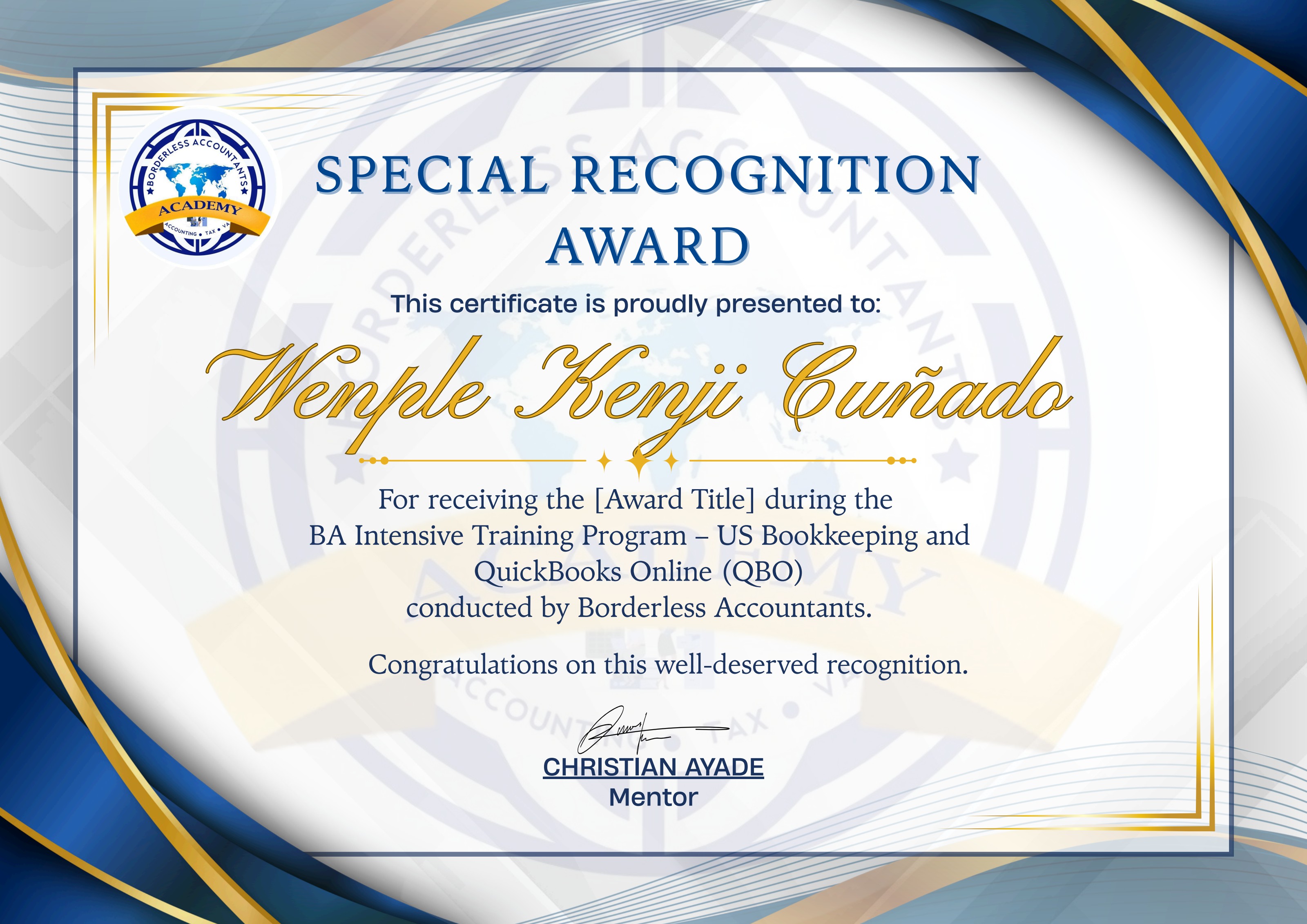 Special Recognition Award